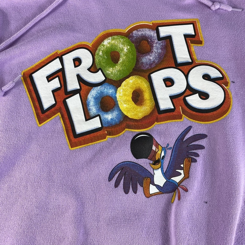 Kellogg's Hoodie Sweatshirt Adult Large Purple Fruit Loops Spell Out Purple Mens